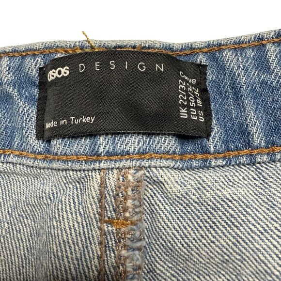 ASOS Design Curve Wide-Leg Blue Denim Jeans Blue US Sz 18 - Picture 10 of 13